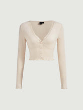 MOD Lettuce Trim Button Front Crop Tee